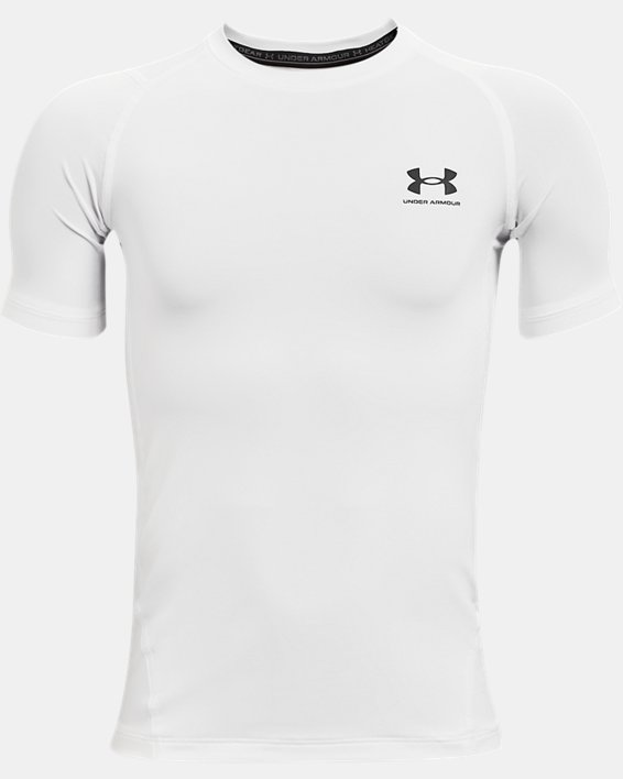 Boys' HeatGear® Armour Short Sleeve, White, pdpMainDesktop image number 0